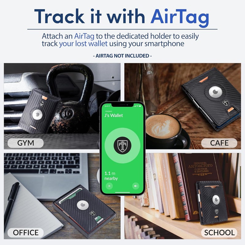 TRAVANDO AirTag* Wallet Mens Wallet with Money Clip Air Tag Wallet Card Holder RFID Blocking Bifold Gifts for Men - Image 2